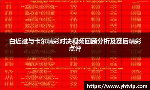 熊猫体育白近斌与卡尔精彩对决视频回顾分析及赛后精彩点评